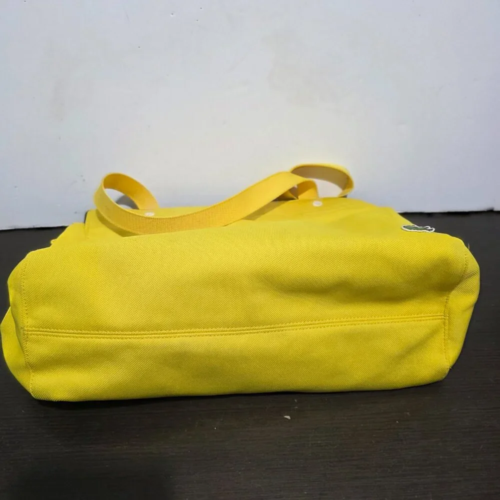 Lacoste Yellow Canvas Handbag Handle Satchel Logo - Picture 10 of 12